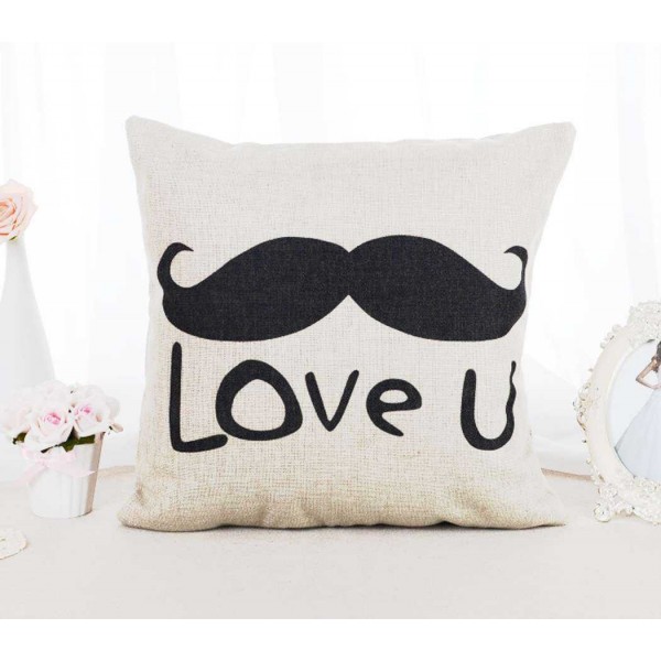 Love U Moustache and Me Too Lips Couple Cushion